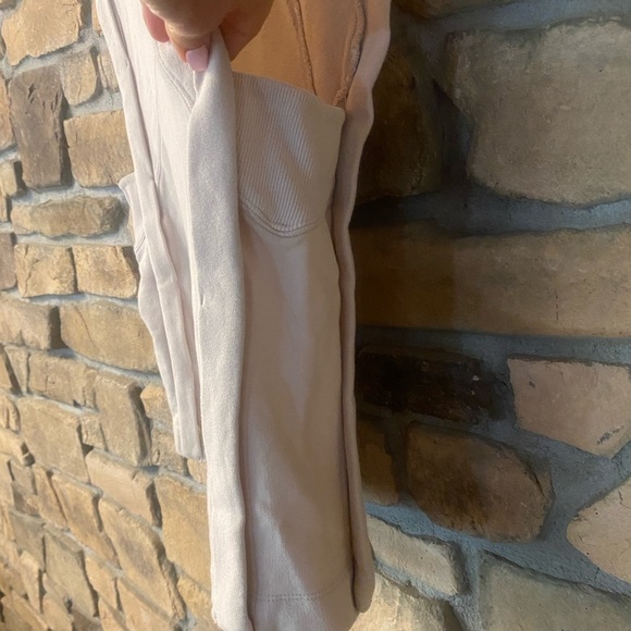 Anthropologie Sleeveless Muscle Sweatshirt Accents Tan Cream EUC S-M oversized - Picture 6 of 12